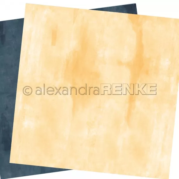 Zweiseitg Calm Pastellgelb mit Dunkelblau Scrapbooking Papier Alexandra Renke