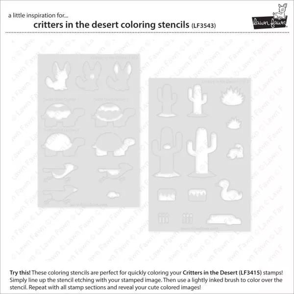 Critters in the Desert Coloring Stencils Schablonen Lawn Fawn 1