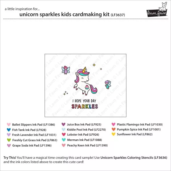 Unicorn Sparkles Kid's Cardmaking Kit Lawn Fawn 2