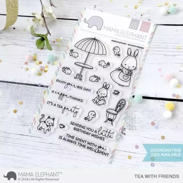 Tea With Friends Mama Elephant Stamp & Die Bundle