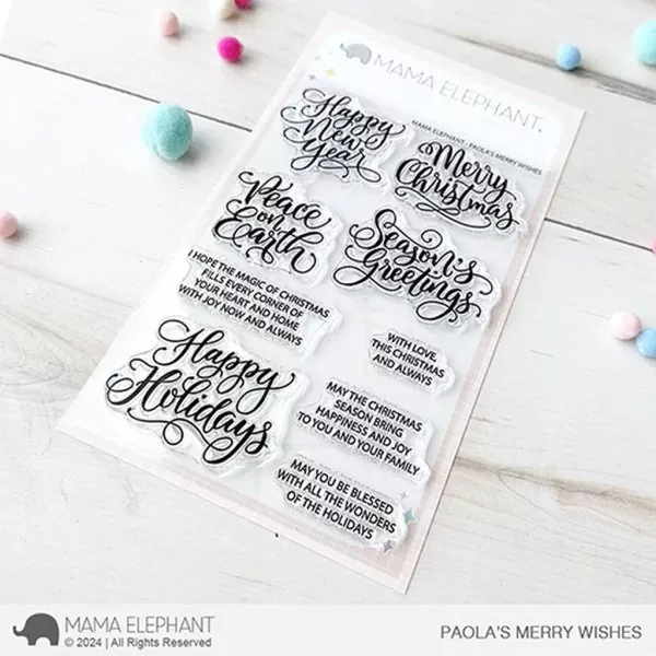 Paola's Merry Wishes Clear Stamps Stempel Mama Elephant