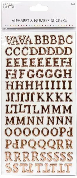 Simply Creative/Trimcraft Alphabet & Number Stickers - Foil Copper