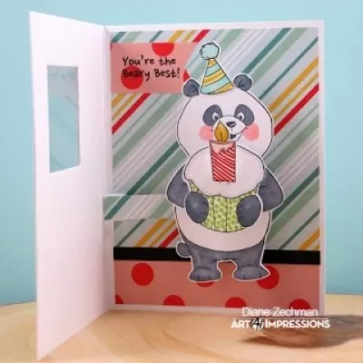 art impression popcards clear stamps dies panda popcard 4860