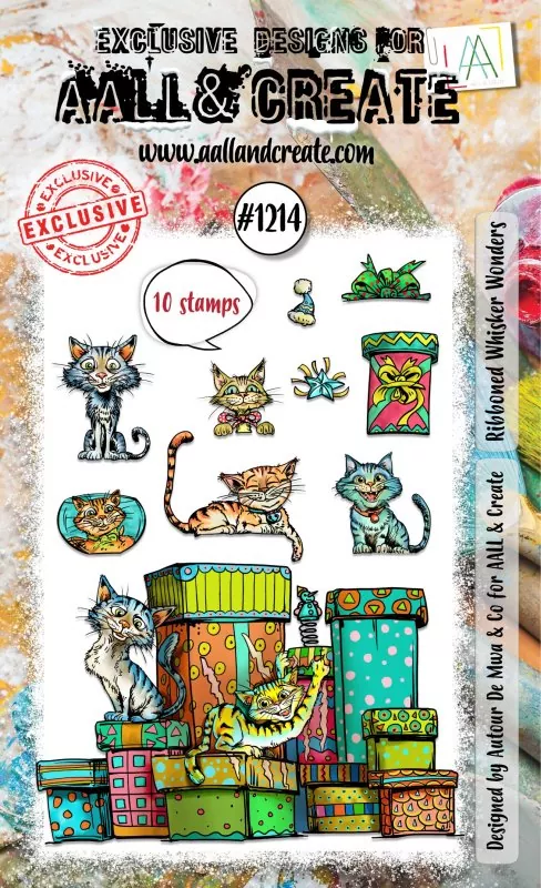 aall create clear stamp Ribboned Whisker Wonders