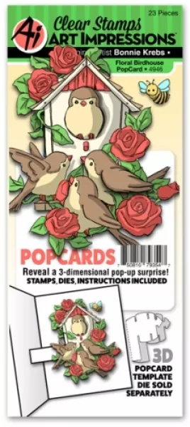 4946 art impressions popcard floral birdhouse