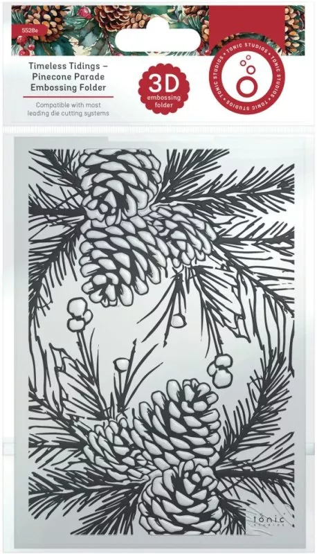 Timeless Tidings Pinecone Parade 3D Embossing Folder von Tonic Studios