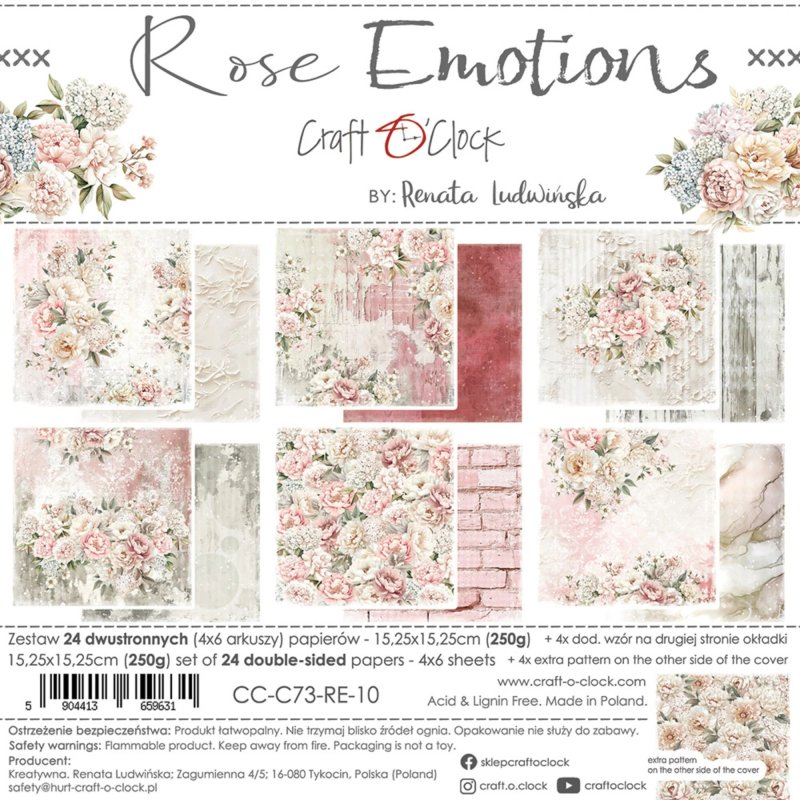 Craft O'Clock Rose Emotions 6"x6" inch Paper Set