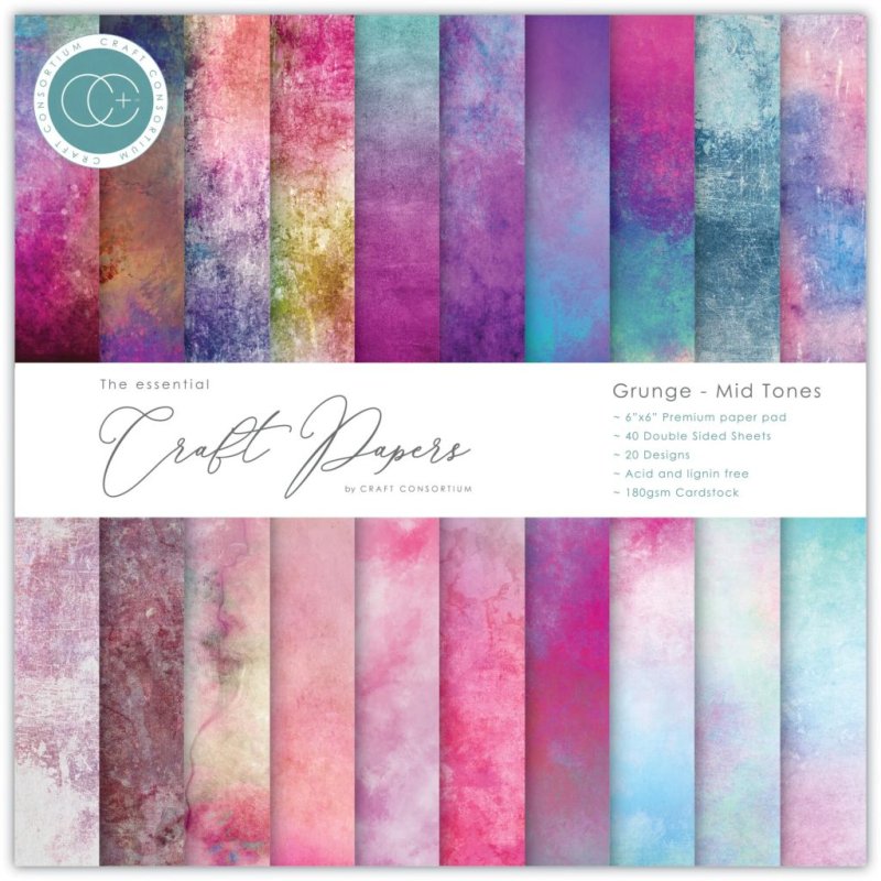 Craft Consortium - Grunge Mid Tones 6"x6" inch paper pad