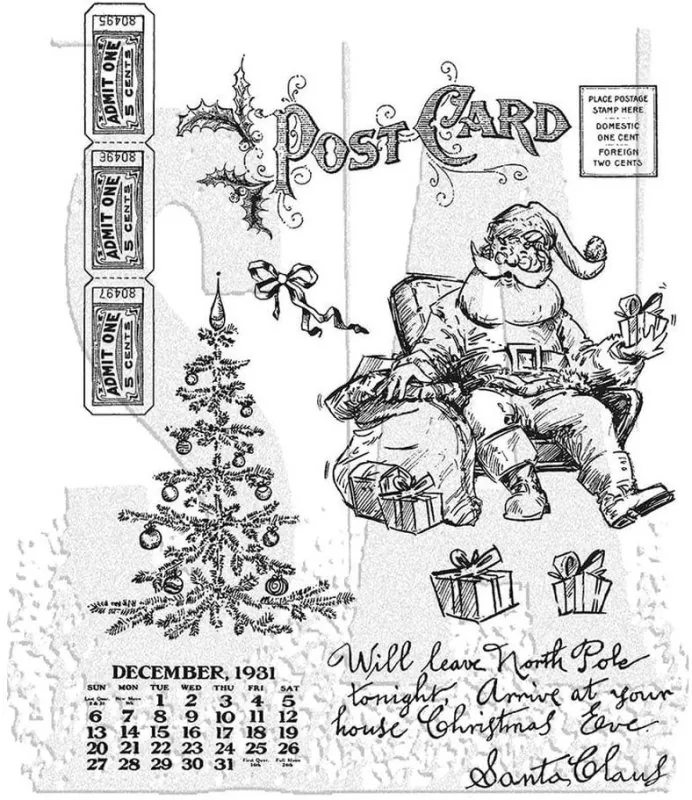 Santa Visit Tim Holtz Gummistempel Stamper Anonymous