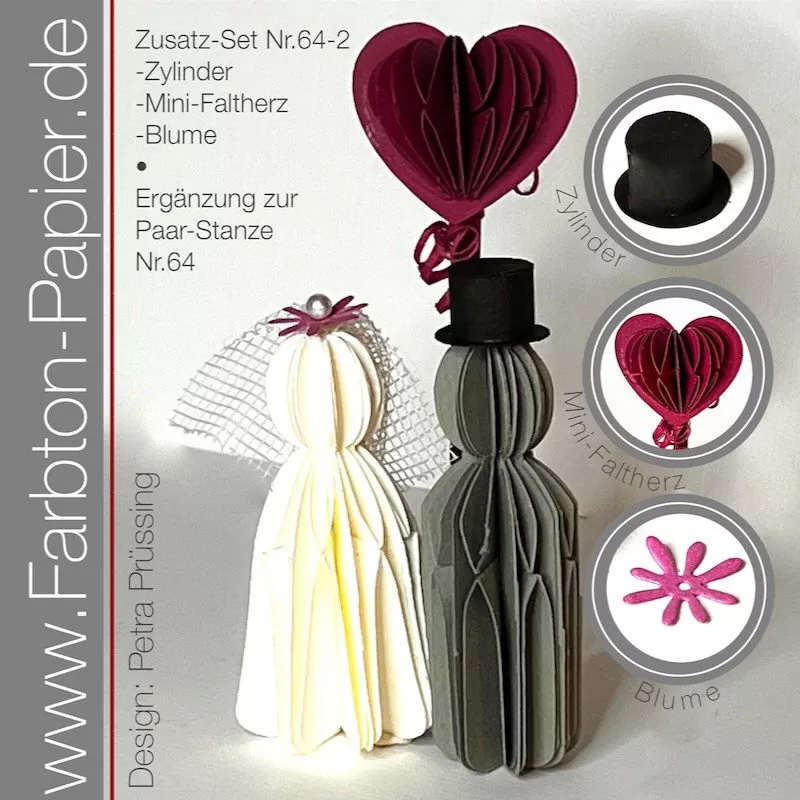 Zusatz Set zur Paarstanze / Hochzeit Stanzenset FarbTon Papier