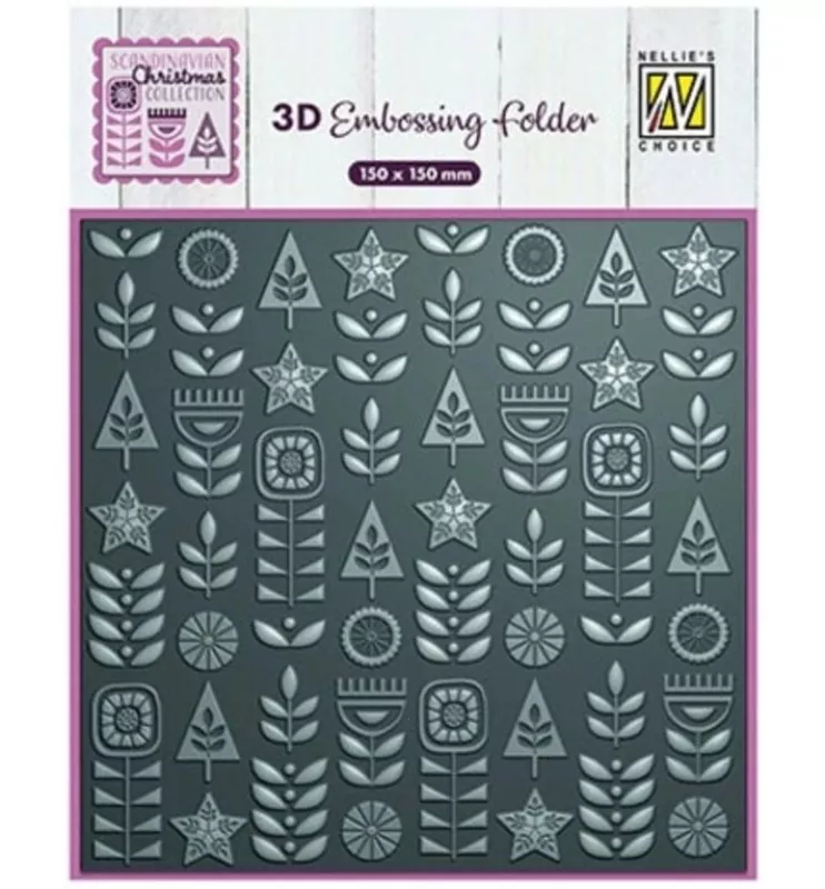 Scandinavian Flowers 3D Embossing Folder von Nellie's Choice