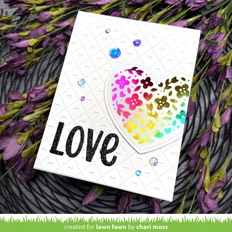 Lawn Fawn Floral Heart Hot Foil Plate 1