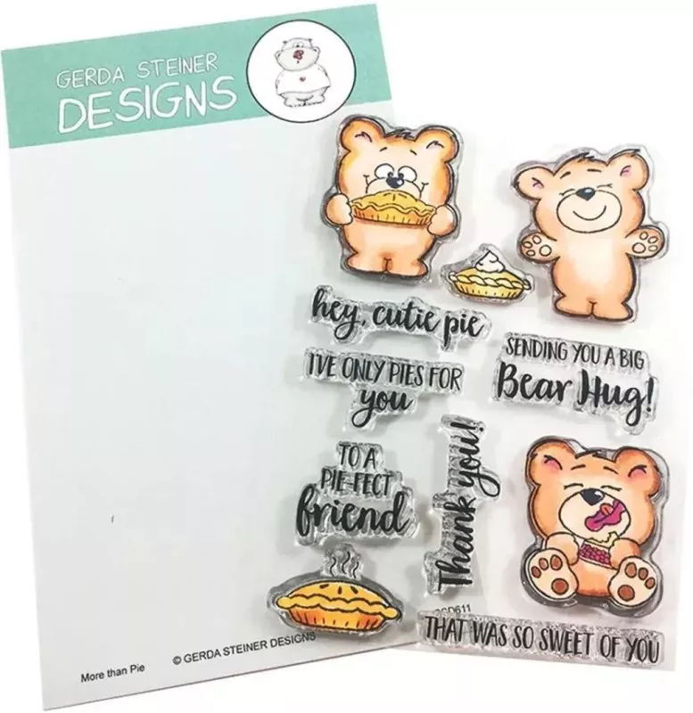 More than Pie with Cute Bear and Pie BUNDLE Stempel + Stanzen Gerda Steiner Designs