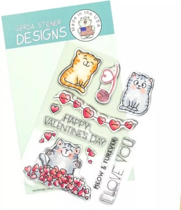 GSD716 valentinecats colored clear stamps gerd steiner designs
