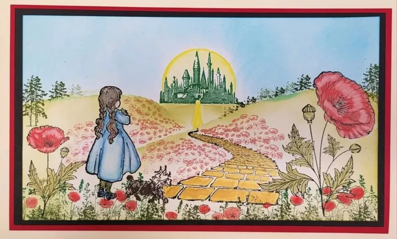 Poppy Landscape IndigoBlu Red Rubber Stamp 1