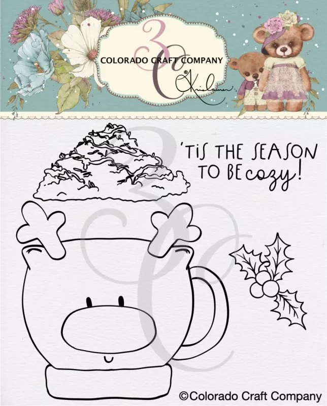 Cozy Reindeer Mug Clear Stamps Colorado Craft Company by Kris Lauren