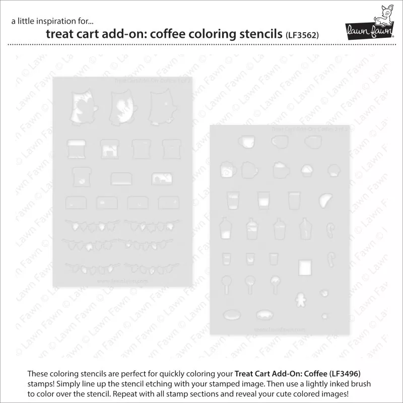 Treat Cart Add-On: Coffee Coloring Stencils Schablonen Lawn Fawn 1