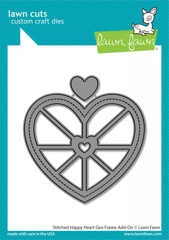 Stitched Happy Heart Geo Frame Stanzen Lawn Fawn