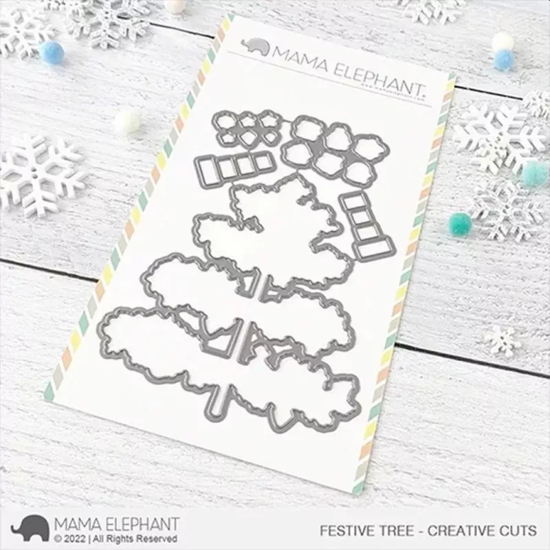 Festive Tree Mama Elephant Stamp & Die Bundle 1