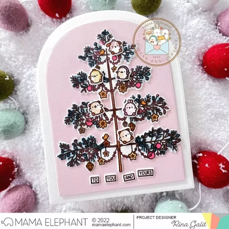 Festive Tree Mama Elephant Stamp & Die Bundle 2