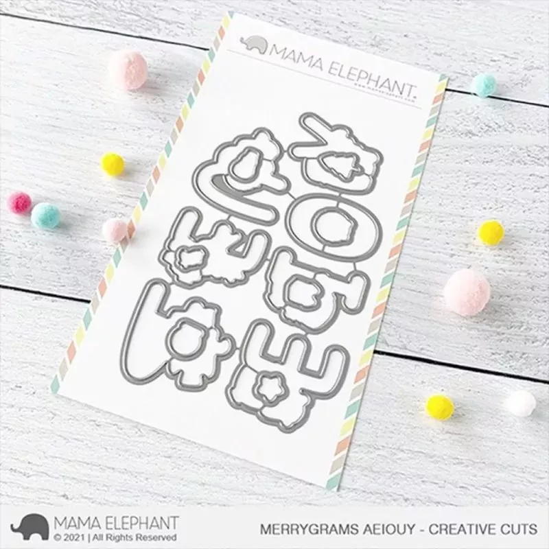 Merrygrams AEIOUY Mama Elephant Stamp & Die Bundle 1