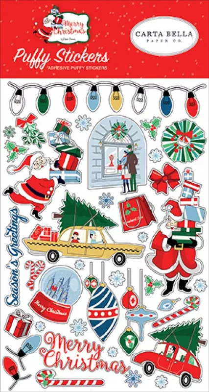 carta bella merry christmas puffy stickers