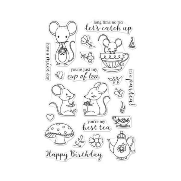 cm235 hero arts clear stamps mouse tea party