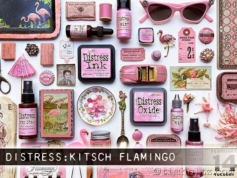 ranger distress embossing glaze Kitsch Flamingo tim holtz 3