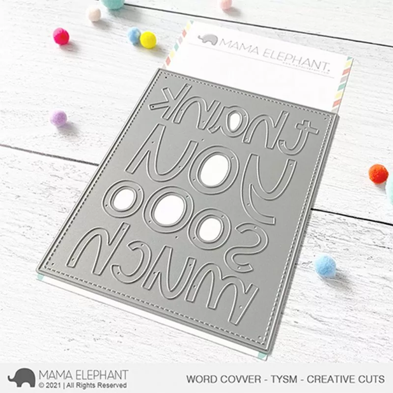 Word Cover TYSM Stanzen Creative Cuts Mama Elephant