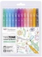 Tombow® Twintone Dual-Tip Markers - Pastels - 12er Set